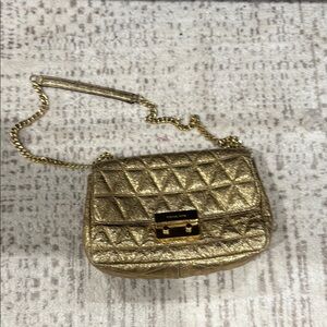 Michael Kors Gold Quilted Crossbody Bag